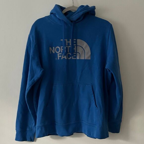 The North Face Mens Large Hoodie Pullover Logo Bright Blue Large EUC - Picture 1 of 5